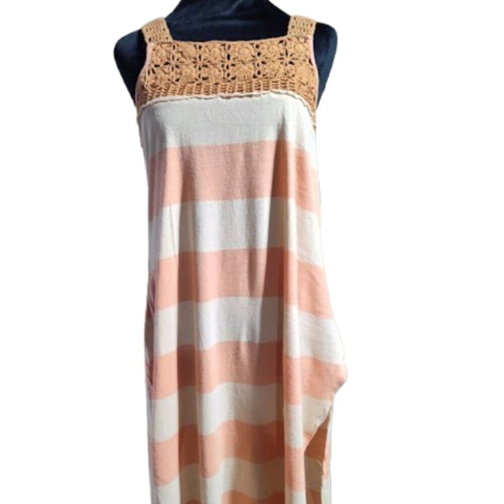 We the Free Macrame / Jersey Mini Dress with Slits Women's Extra Small NWT Peach